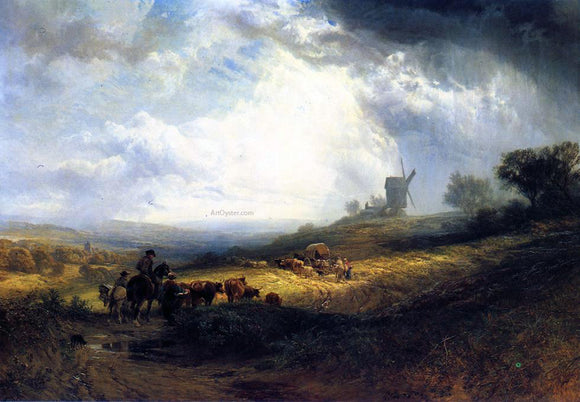  Samuel Prout Travellers on a Path in an Extensive Landscape - Art Print