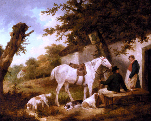  George Morland Travellers Resting Outside The Bell Inn - Art Print