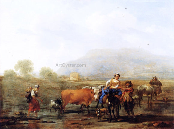  Nicolaes Berchem Travelling Peasants - Art Print