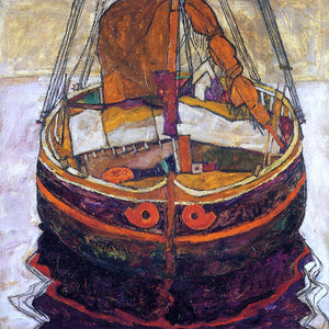  Egon Schiele A Trieste Fishing Boat - Art Print