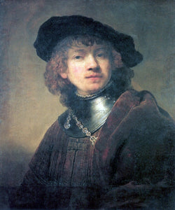  Rembrandt Van Rijn Tronie of a Young man with Gorget and Beret (previously regarded as a self portrait) - Art Print