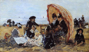  Eugene-Louis Boudin Trouville, on the Beach Sheltered by a Parasol - Art Print