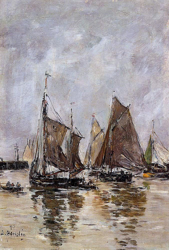  Eugene-Louis Boudin Trouville, Sardine Boats Getting Underway - Art Print