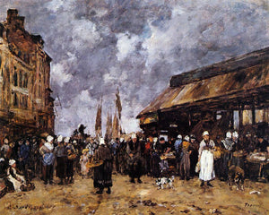  Eugene-Louis Boudin Trouville, the Fish Market - Art Print