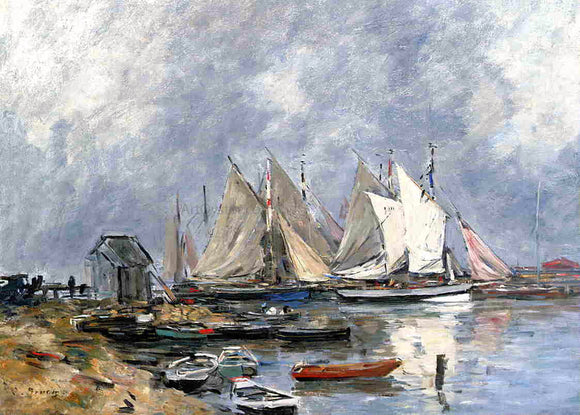  Eugene-Louis Boudin Trouville, the Port, Boats and Dinghys - Art Print