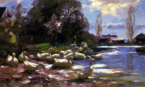 Alexander Koester Twelve Ducks Setting Out - Art Print