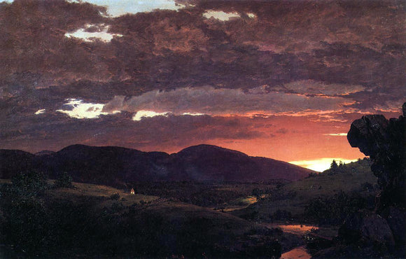  Frederic Edwin Church Twilight, 'Short arbiter 'twixt day and night' - Art Print