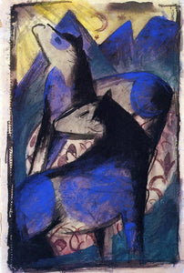 Franz Marc Two Blue Horses - Art Print