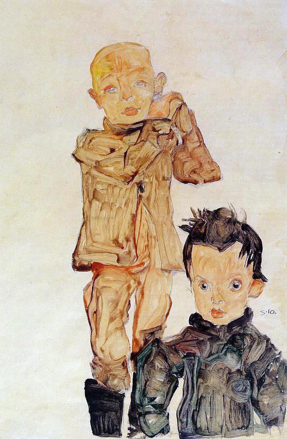  Egon Schiele Two Boys - Art Print