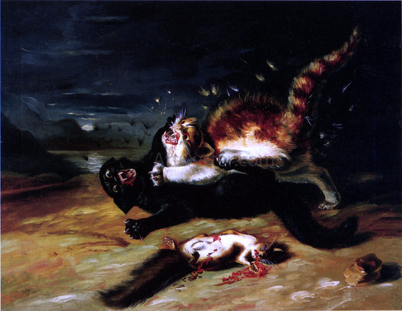  John James Audubon Two Cats Fighting - Art Print