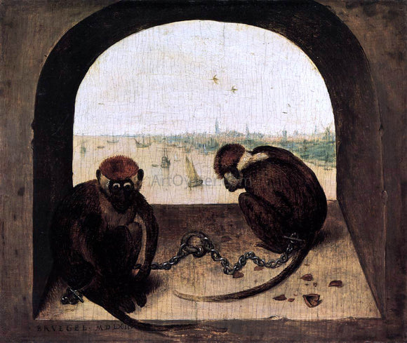  The Elder Pieter Bruegel Two Chained Monkeys - Art Print