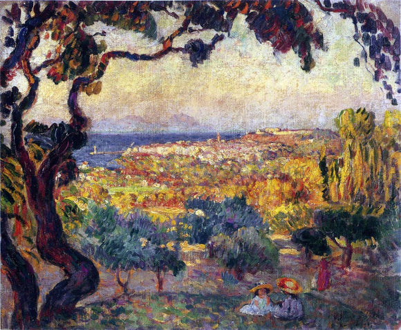  Henri Lebasque Two Children by the Bay at St Tropez - Art Print
