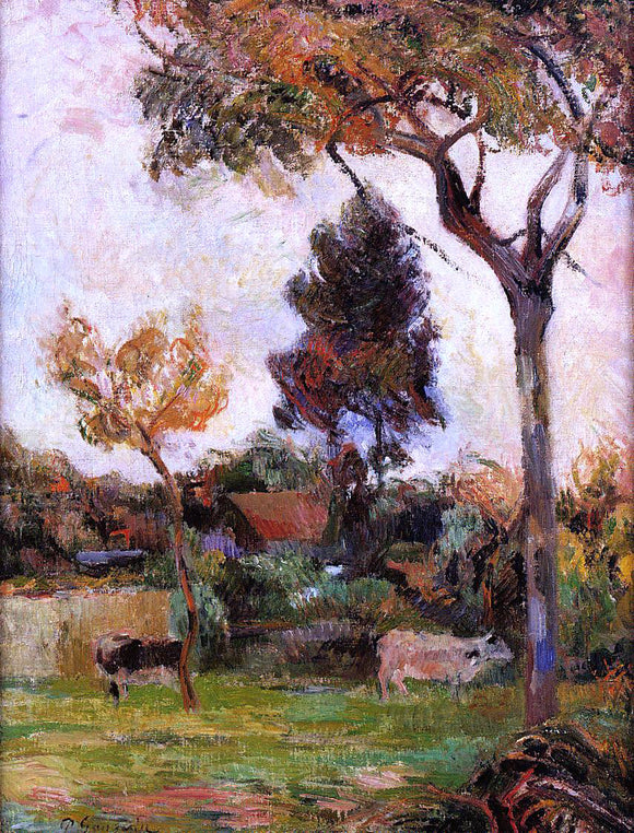  Paul Gauguin Two Cows in the Meadow - Art Print