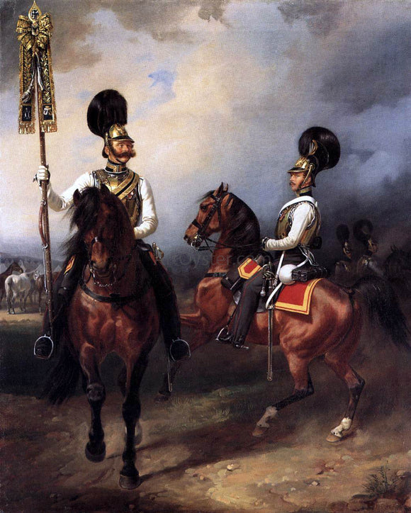  Franz Kruger Two Cuirassiers from the Regiment of Czar Nicholas I - Art Print