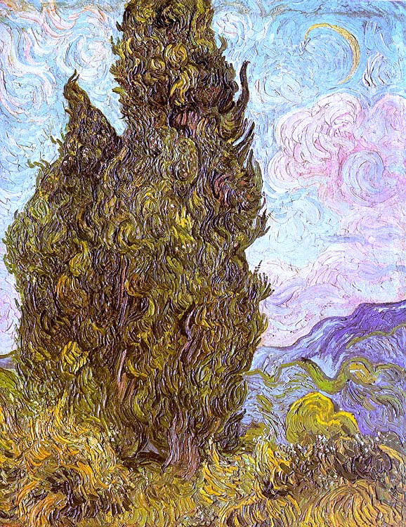  Vincent Van Gogh Two Cypresses - Art Print