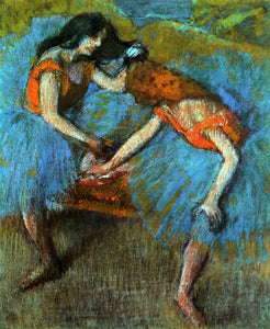  Edgar Degas Two Dancers with Yellow Corsages - Art Print