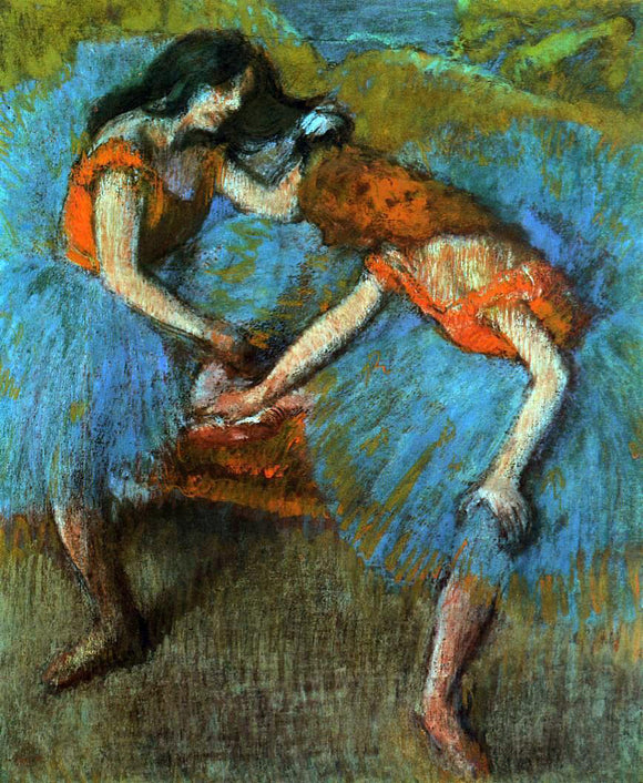  Edgar Degas Two Dancers with Yellow Corsages - Art Print