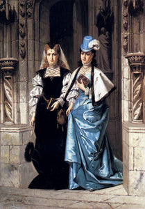  Ladislaus Bakalowicz Two Elegant Ladies Leaving A Church - Art Print