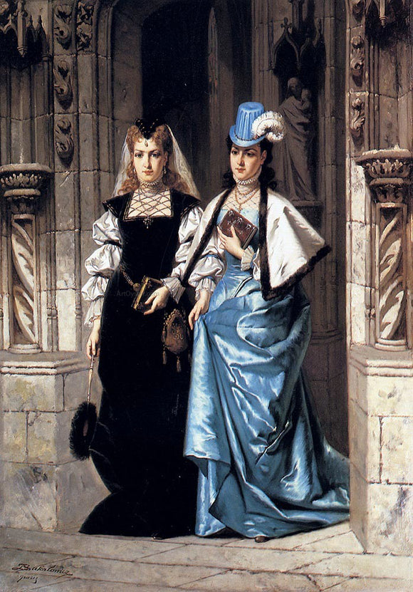  Ladislaus Bakalowicz Two Elegant Ladies Leaving A Church - Art Print