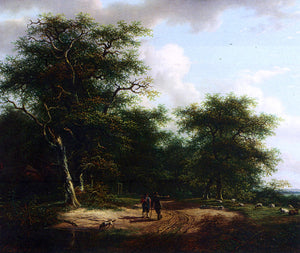  Andreas Schelfhout Two Figures In A Summer Landscape - Art Print