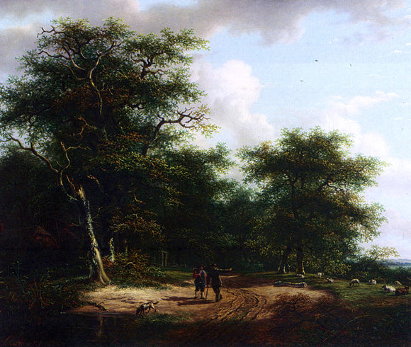  Andreas Schelfhout Two Figures In A Summer Landscape - Art Print