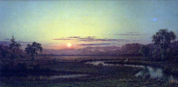  Martin Johnson Heade Two Fishermen in the Marsh, at Sunset - Art Print