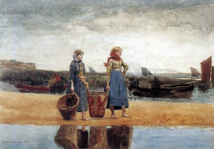  Winslow Homer Two Girls at the Beach, Tynemouth - Art Print