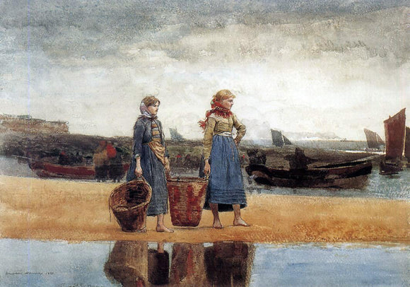  Winslow Homer Two Girls at the Beach, Tynemouth - Art Print