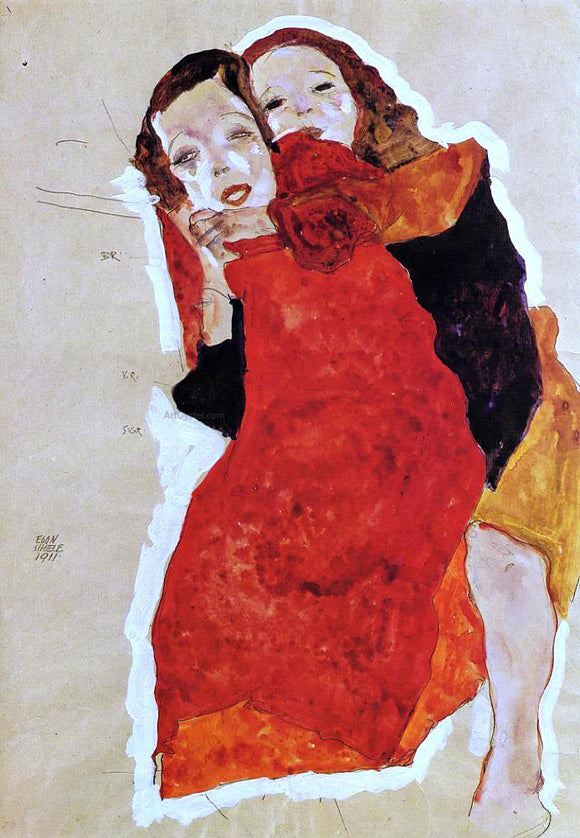  Egon Schiele Two Girls - Art Print