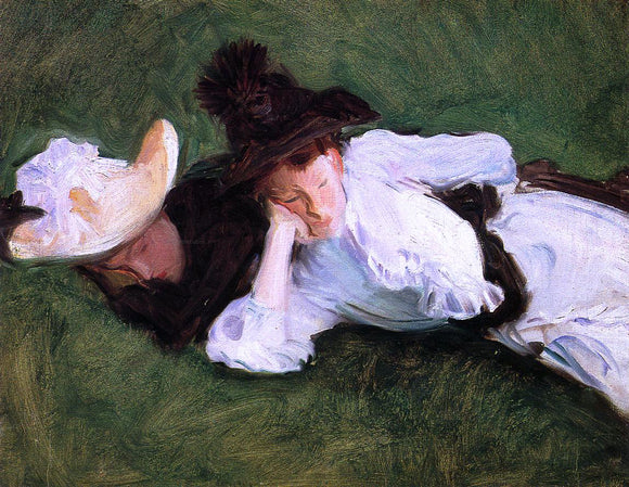  John Singer Sargent Two Girls Lying on the Grass - Art Print