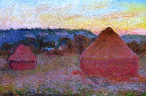  Claude Oscar Monet Two Grainstacks at the End of the Day, Autumn - Art Print