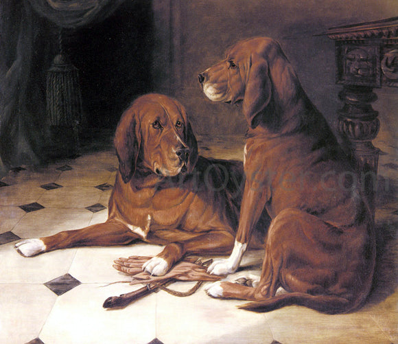  William Luker Two Hounds in a Great Hall - Art Print