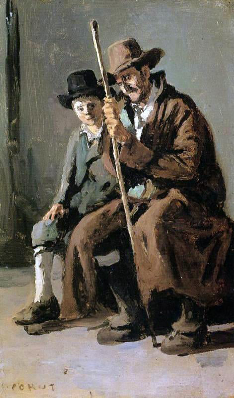  Jean-Baptiste-Camille Corot Two Italians, an Old Man and a Young Boy - Art Print