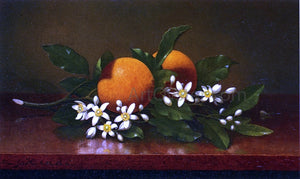  Martin Johnson Heade Two Oranges with Orange Blossoms - Art Print