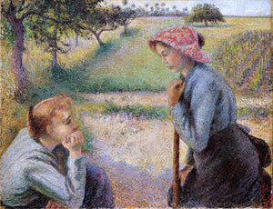 Camille Pissarro Two Peasant Woman Chatting - Art Print