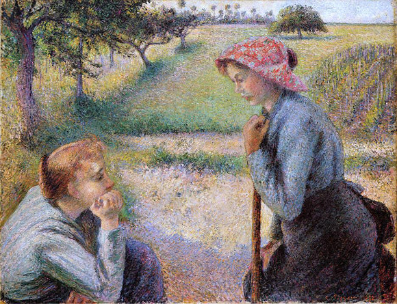 Camille Pissarro Two Peasant Woman Chatting - Art Print