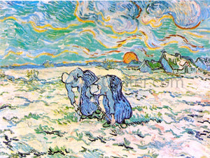  Vincent Van Gogh Two Peasant Women Digging in Field with Snow - Art Print