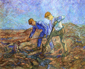  Vincent Van Gogh Two Peasants Diging (after Millet) - Art Print