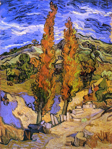  Vincent Van Gogh Two Poplars on a Road through the Hills - Art Print