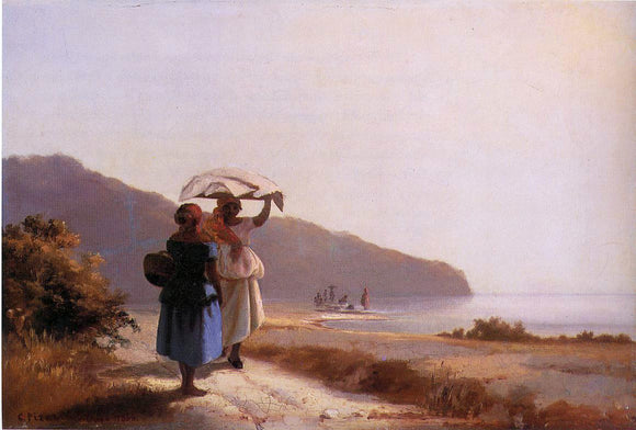  Camille Pissarro Two Woman Chatting by the Sea, St. Thomas - Art Print