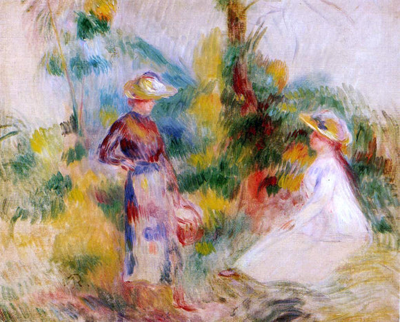  Pierre Auguste Renoir Two Women in a Garden - Art Print