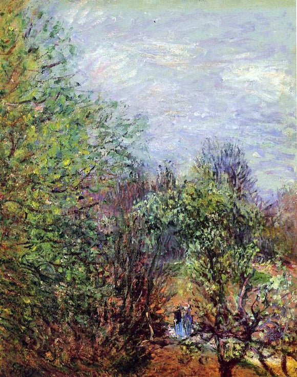  Alfred Sisley Two Women Walking Along the Riverbank - Art Print
