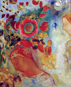  Odilon Redon Two Young Girls among Flowers - Art Print