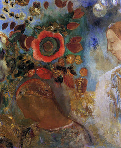  Odilon Redon Two Young Girls among the Flowers - Art Print