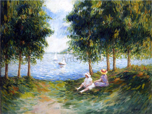  Henri Lebasque Two Young Girls by the River Eau - Art Print