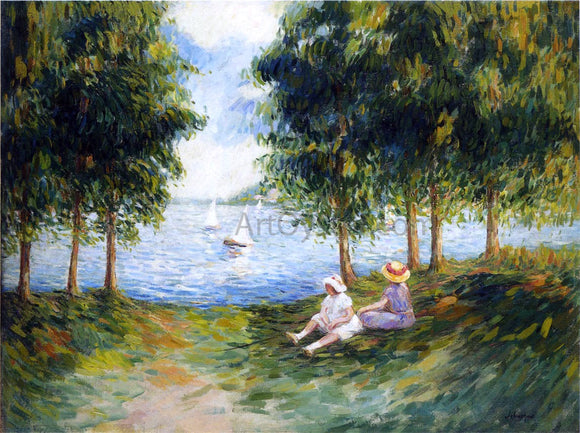  Henri Lebasque Two Young Girls by the River Eau - Art Print