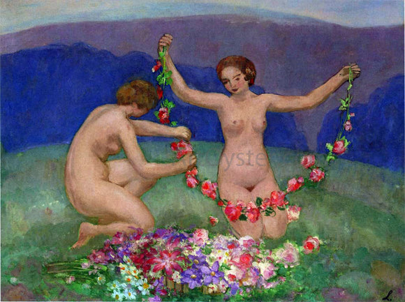  Henri Lebasque Two Young Girls with Garlands - Art Print