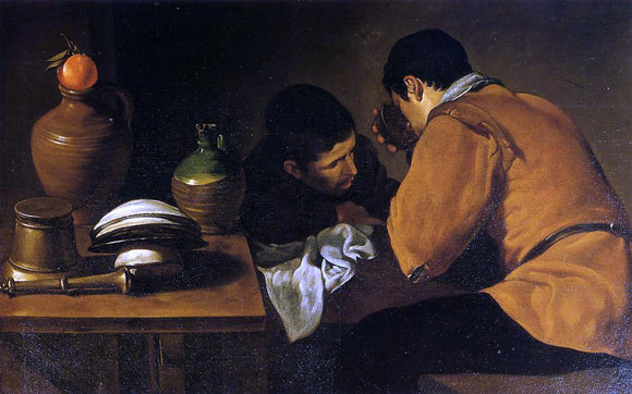  Diego Velazquez Two Young Men at a Table - Art Print