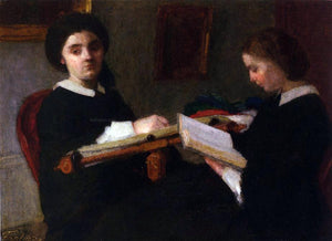  Henri Fantin-Latour Two Young Women, Embroidering and Reading - Art Print