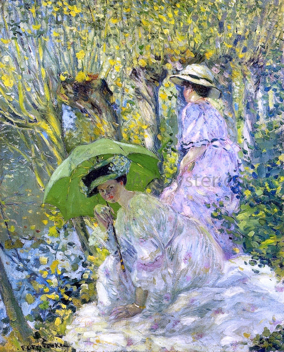  Frederick Carl Frieseke Two Young Women in a Garden - Art Print
